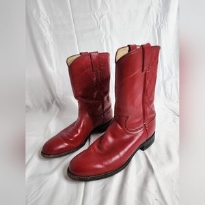 Vintage Justin   Cowboy Western Boots Red Leather L3055 sz7.5